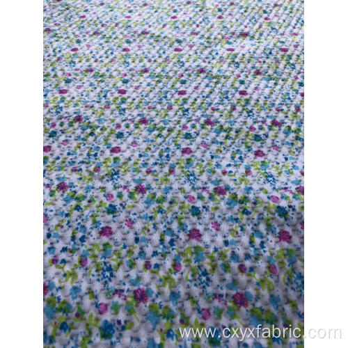 Polyester pigment print fabric in bubble seersuck